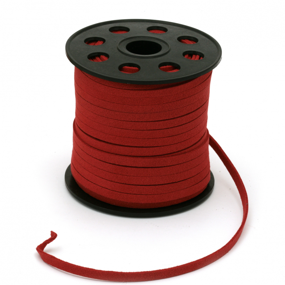 Natural Suede ribbon5x1.5 mm color red -5 meters