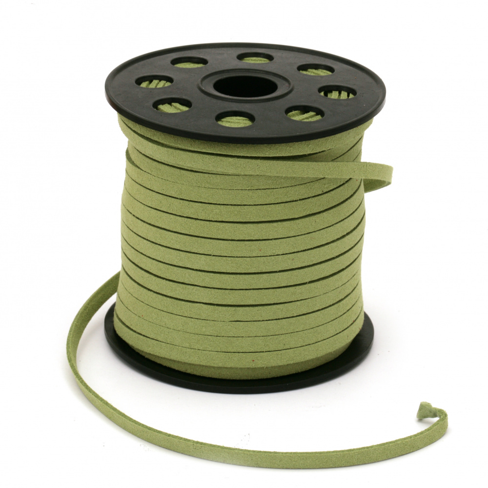 Natural Suede ribbon5x1.5 mm green grass -5 meters