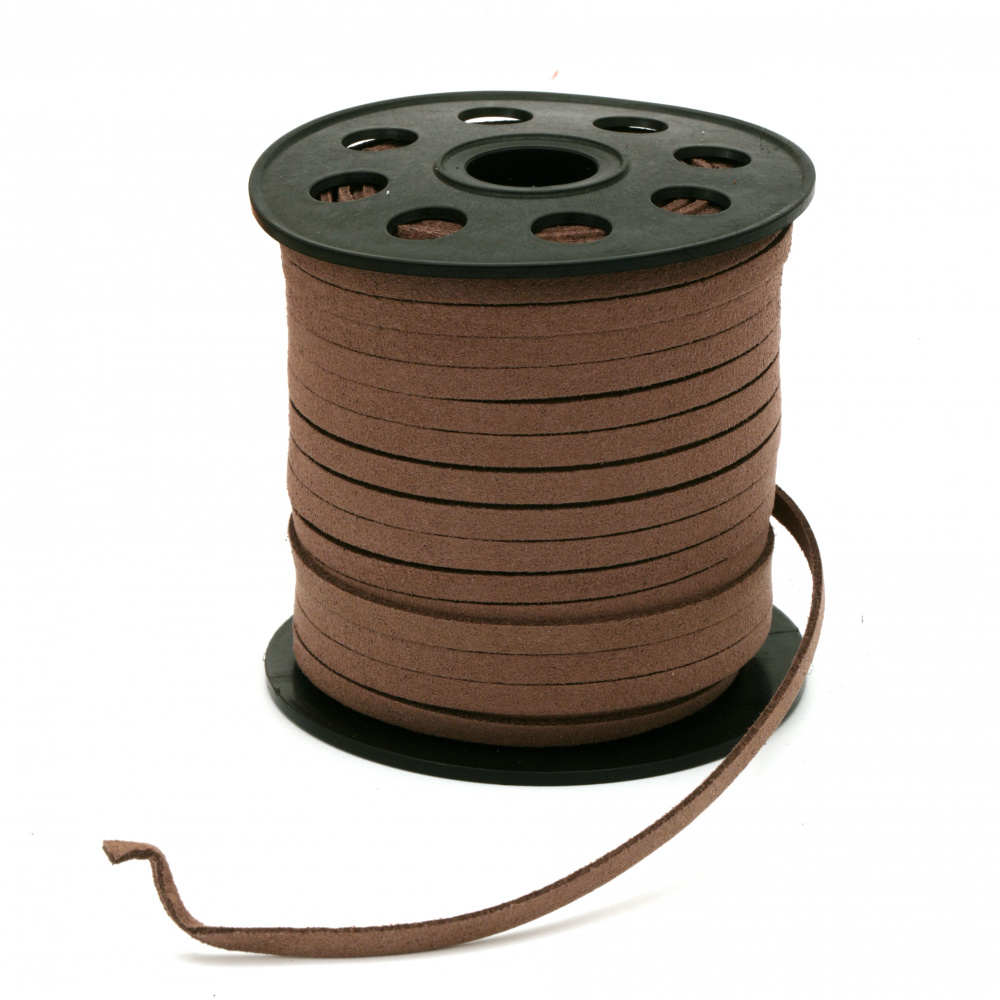 Natural Suede ribbon 5x1.5 mm chocolate color -5 meters