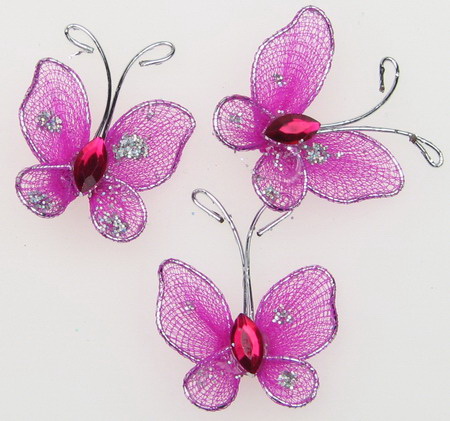 Decorative Butterflies for Party and Holiday Decoration, Fashion Accessories, Bouquets / Cyclamen / 25 mm - 5 pieces