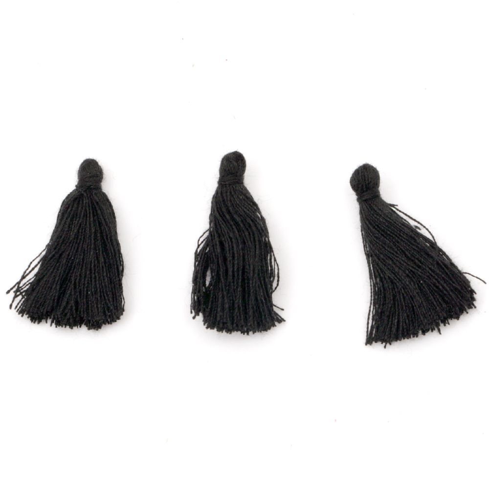 Black fabric tassel for various decoration 25~30 mm color black - 20 pieces