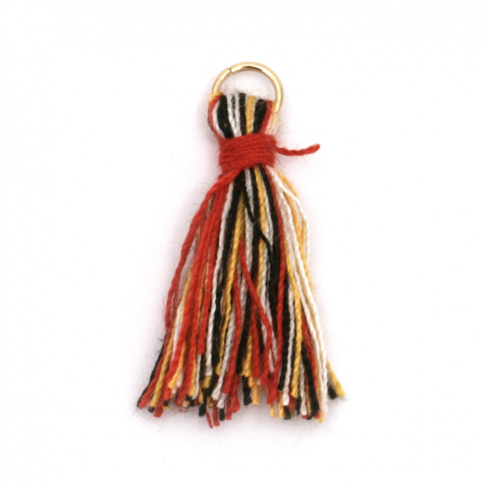 Fabric Tassel with metal ringl ring 40 mm colored with a ring -10 pieces