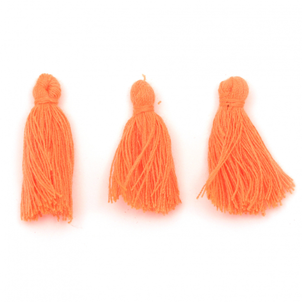 Ciucuri de bumbac 30x15 mm culoare portocaliu electric -10 bucăți