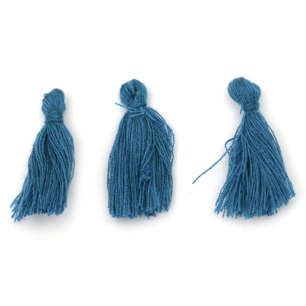 Tassel cotton 30x15 mm color blue - 10 pieces