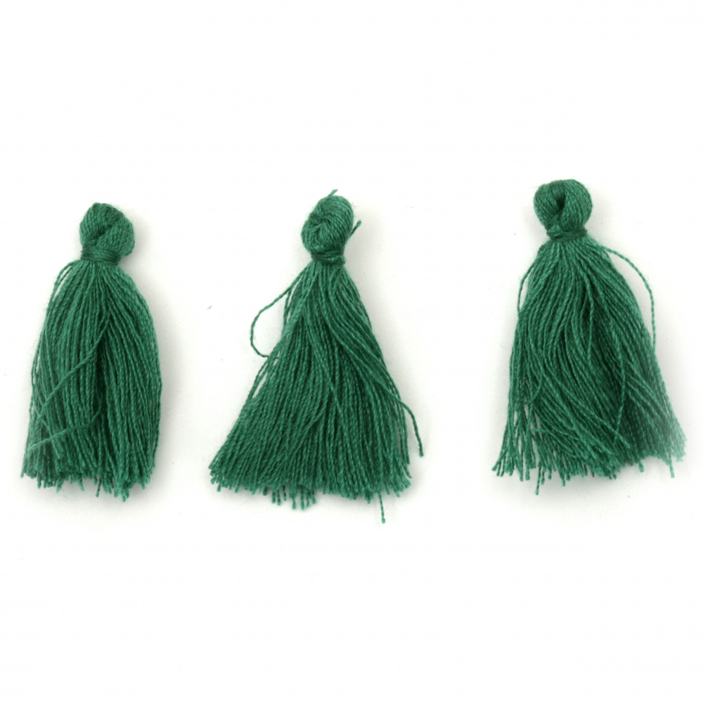 Tassel cotton 30x15 mm color green - 10 pieces