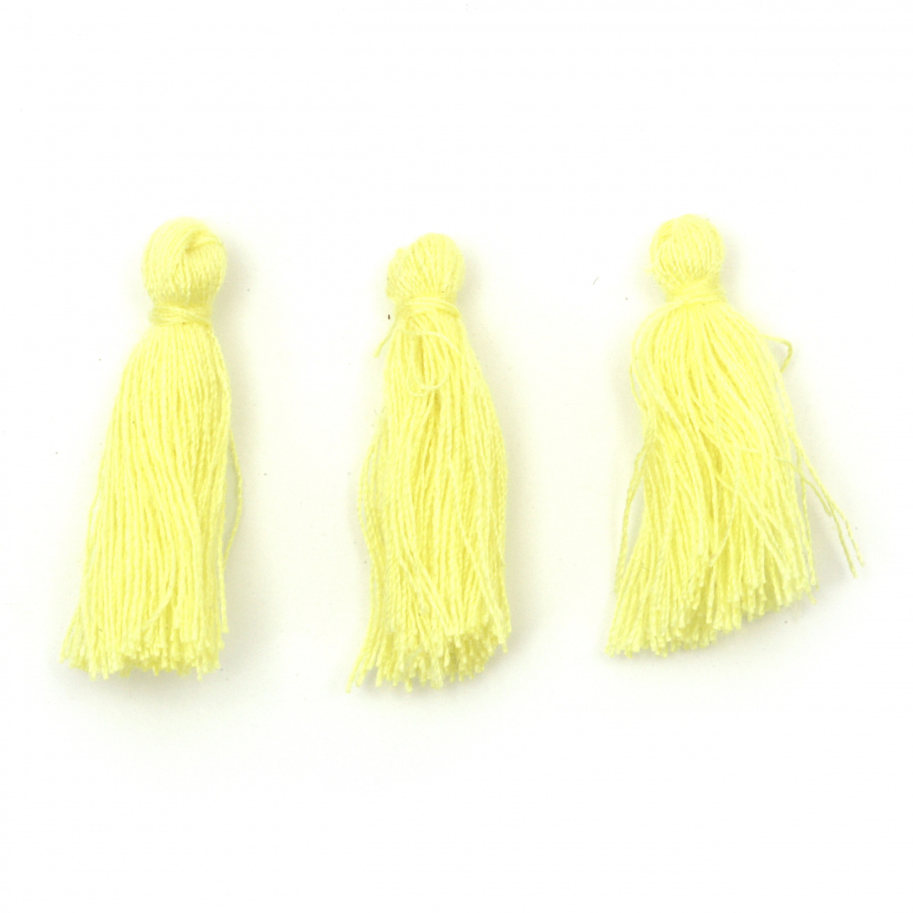 Tassel cotton 30x15 mm color yellow - 10 pieces