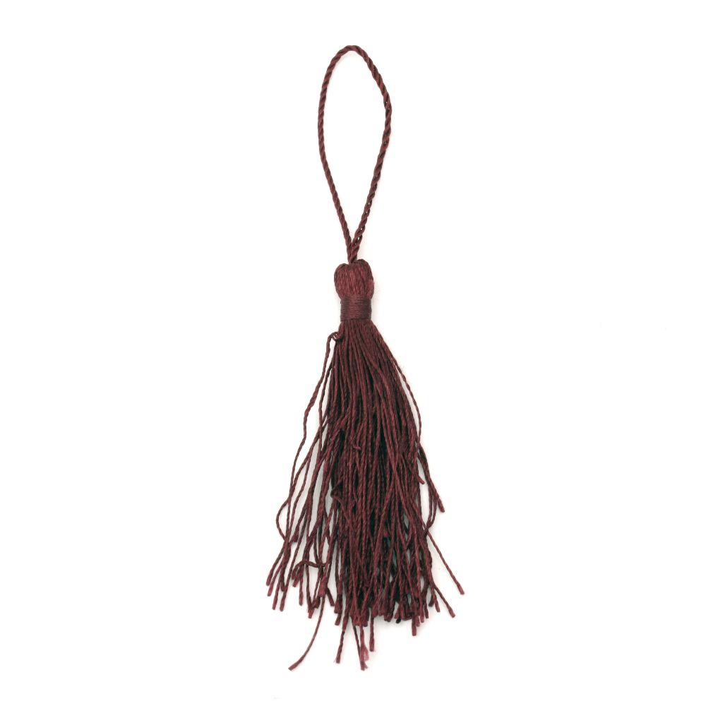Textile Tassel for DIY Jewelry and Decoration / Burgundy / 135 mm