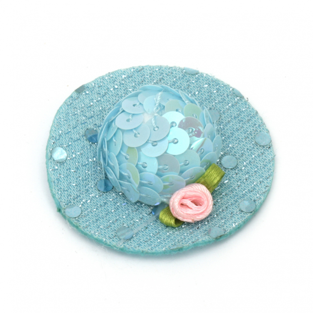 Pălărie cu spumă de poliuretan de 48x15 mm și paiete de culoare albastră -2 bucăți