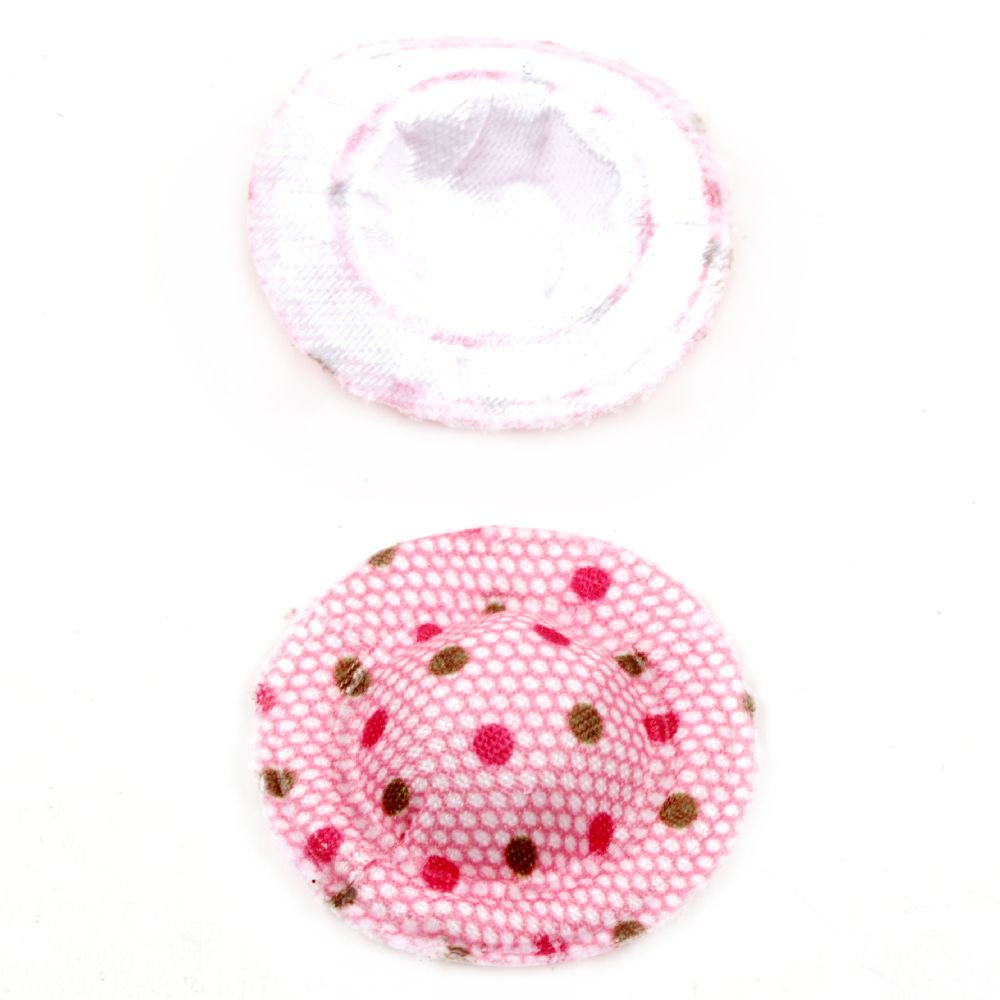 Текстилни шапки 32x8 мм розова с точки - 10 броя