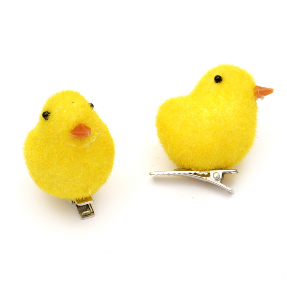 Easter Holiday Set of chicks with metal clip for decoration 40x45 mm -8 pieces