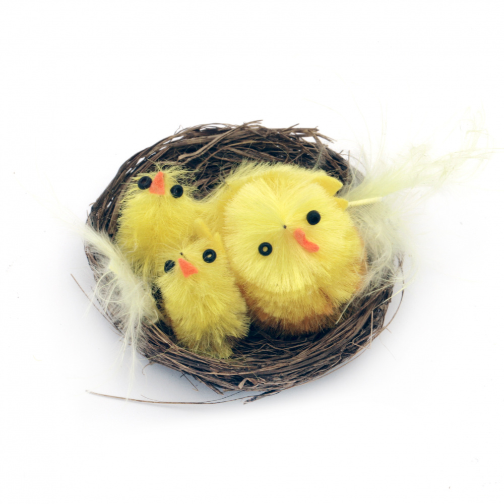 Easter Nest 60 mm 3 chicks for decoration