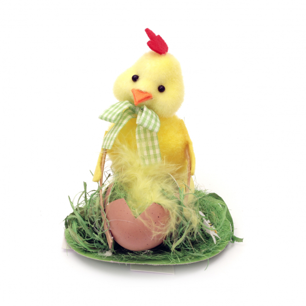 Rooster with egg cart 90x110 mm for decoration