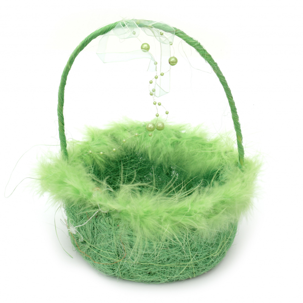 Coconut Fiber Basket, Decorated, Green 160x210 