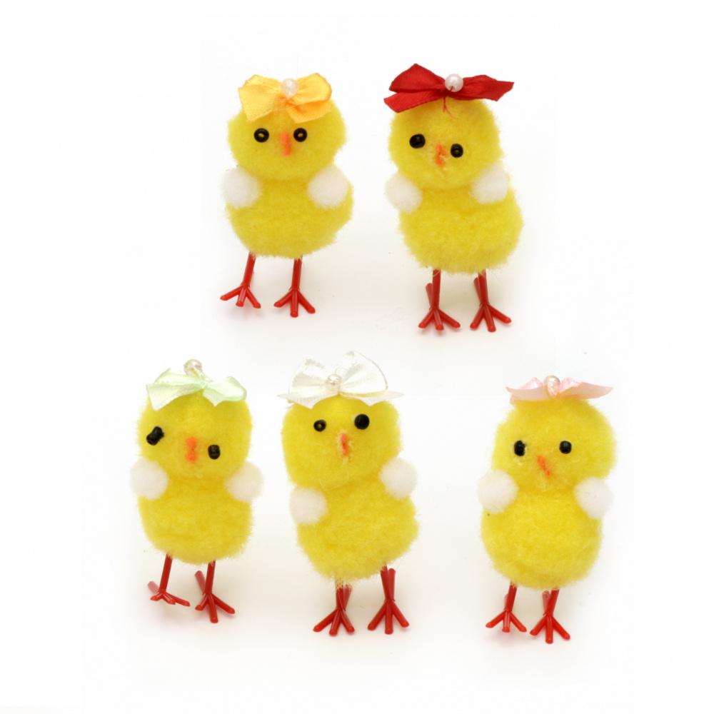 Easter Chicken with ribbon 50x25 mm for decoration