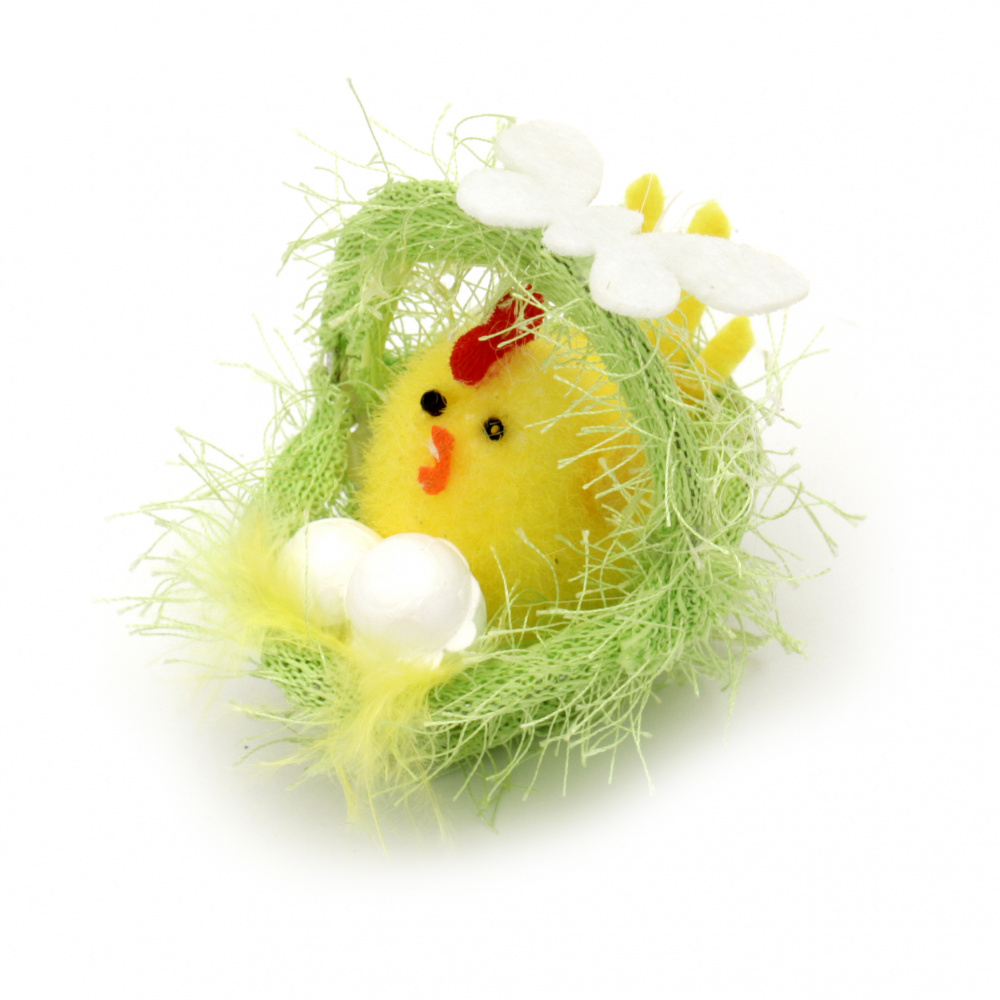 Easter Chicken in basket 50x40 mm for decoration