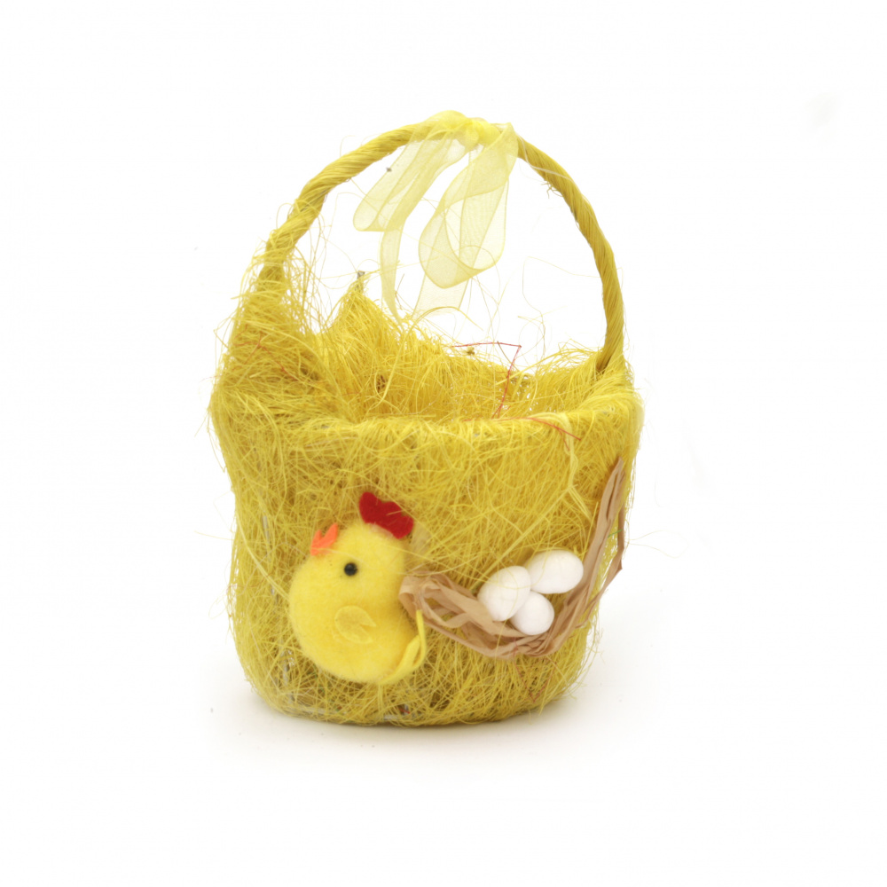 Decorative Coconut Grass Basket with Hen for Easter /  130x100 mm / MIX