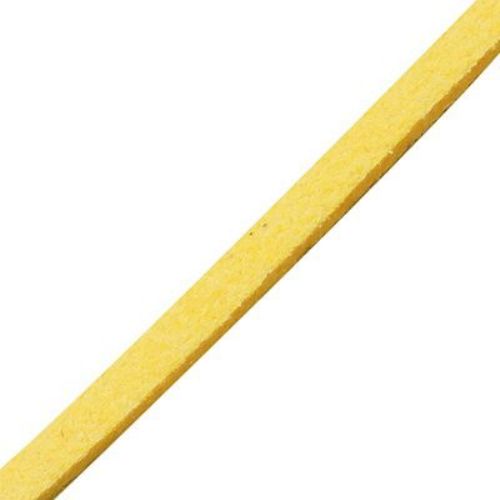 Genuine Suede Cord, Jewellery Suede Lace, Flat 3 mm yellow 91 meters