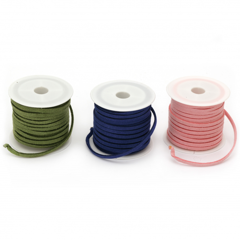 Suede tape 3x1.5 mm color MIX -5 meters