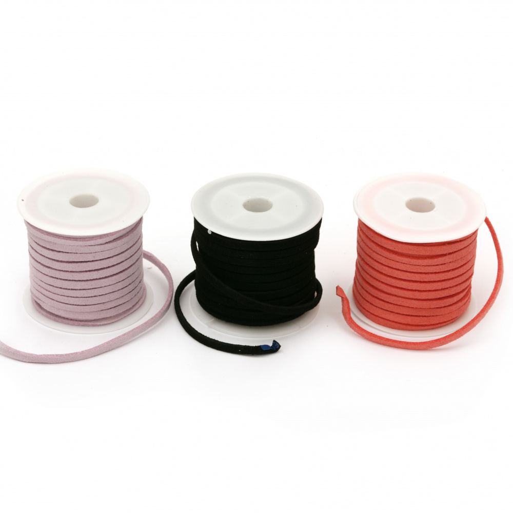 Suede tape 3x1.5 mm color MIX -5 meters