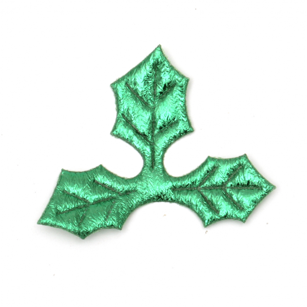 Leaf had textile 50x40 mm color green -10 pieces