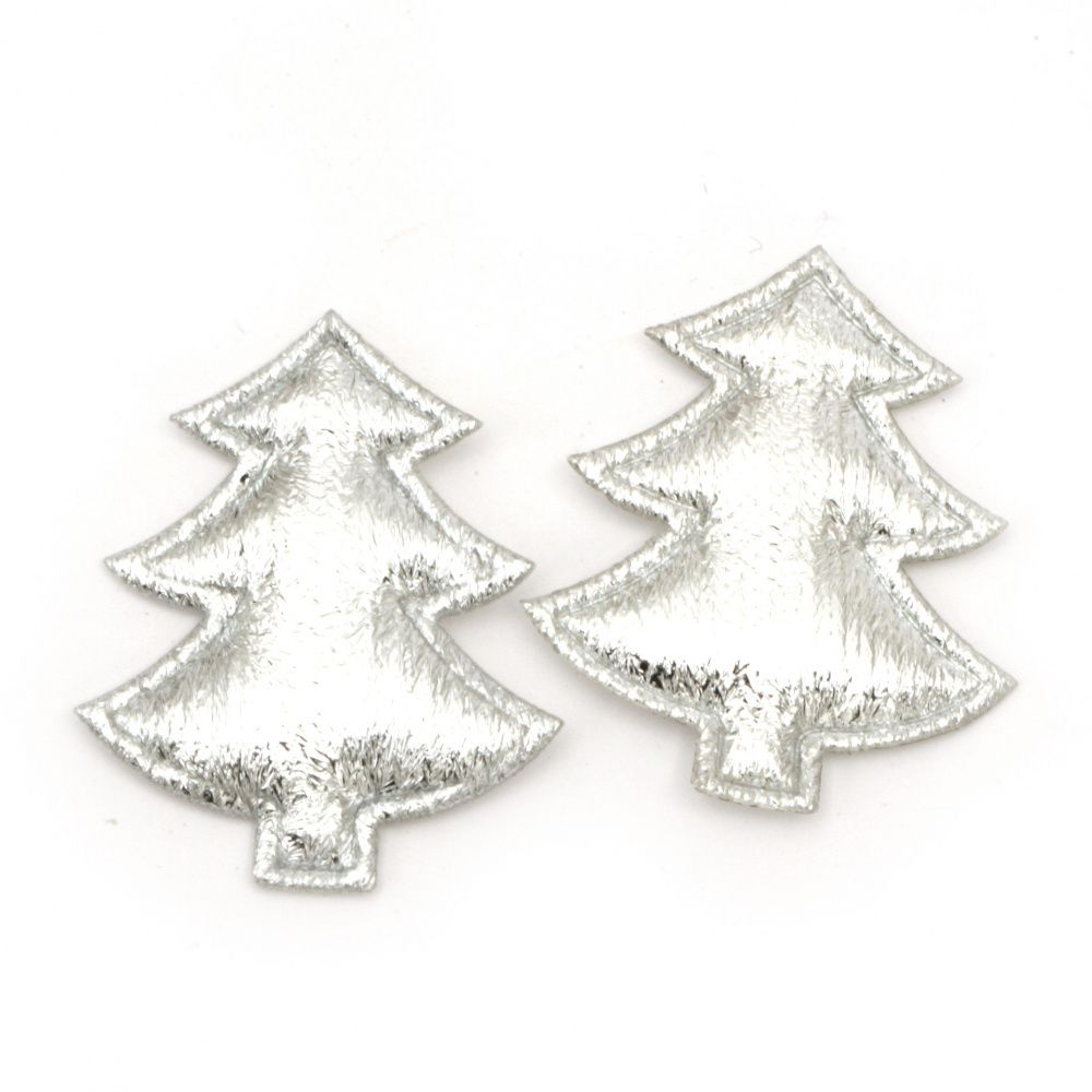 Christmas tree textile 35x30 mm color silver -10 pieces