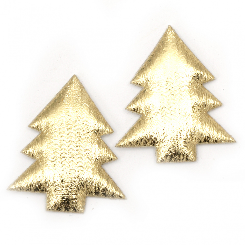 Christmas tree textile 35x30 mm gold color -10 pieces
