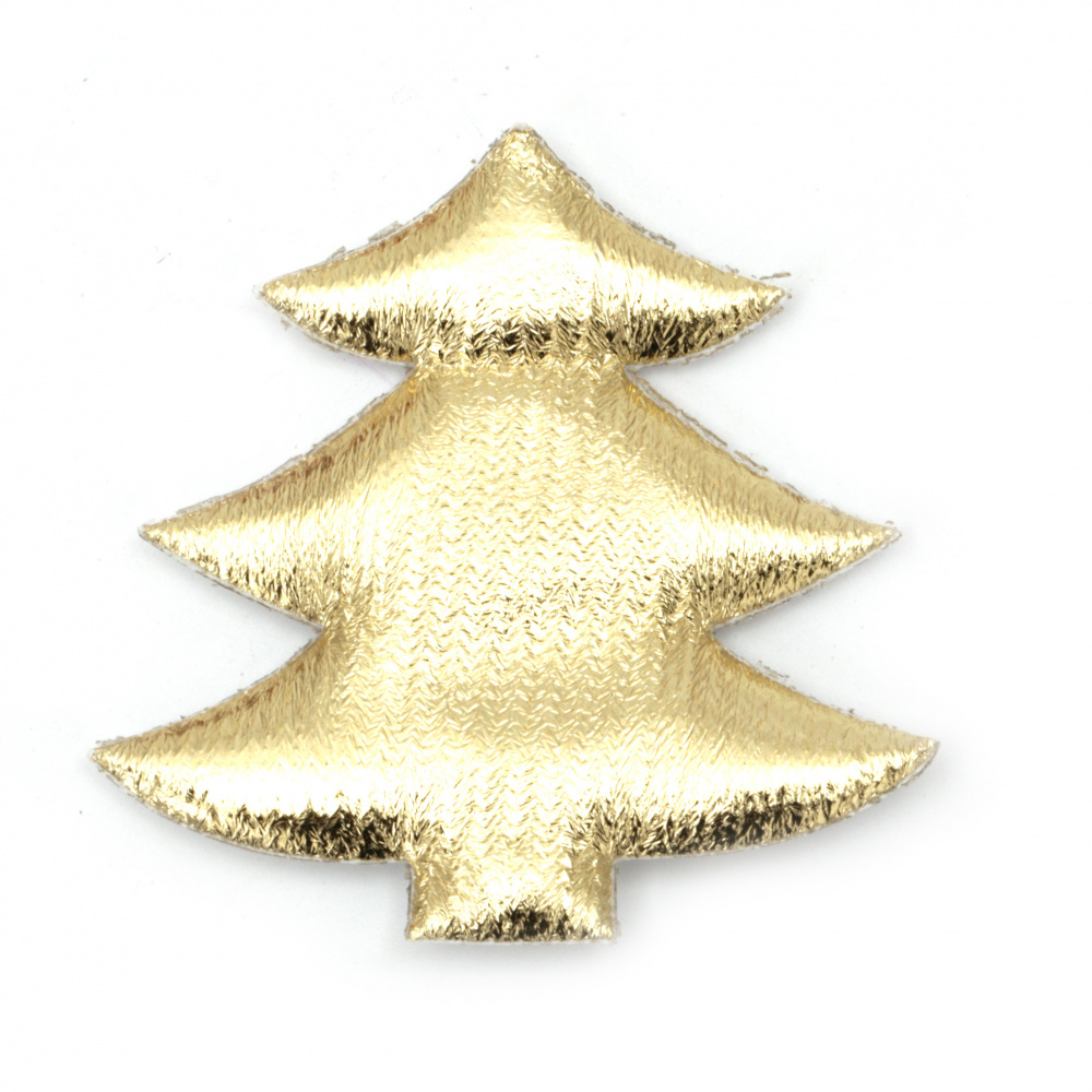 Christmas tree textile 61x61 mm color gold -2 pieces