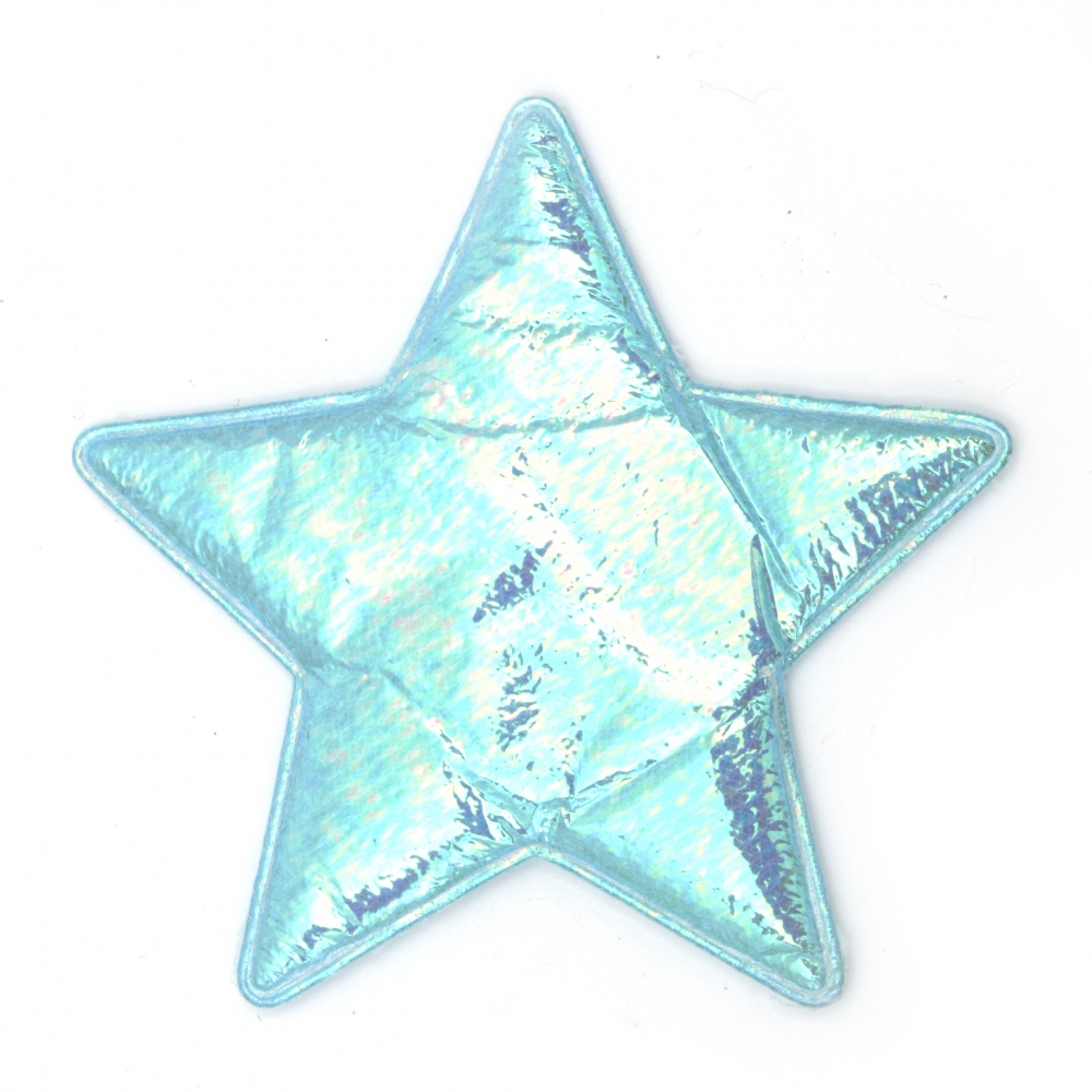 Star textile 85x70 mm color blue rainbow -2 pieces