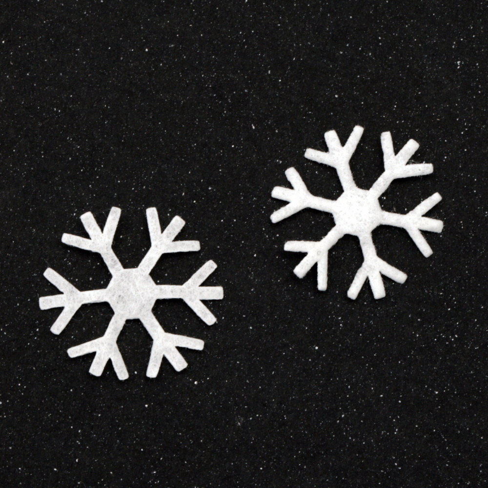 Snowflake textile 22 mm color white -50 pieces