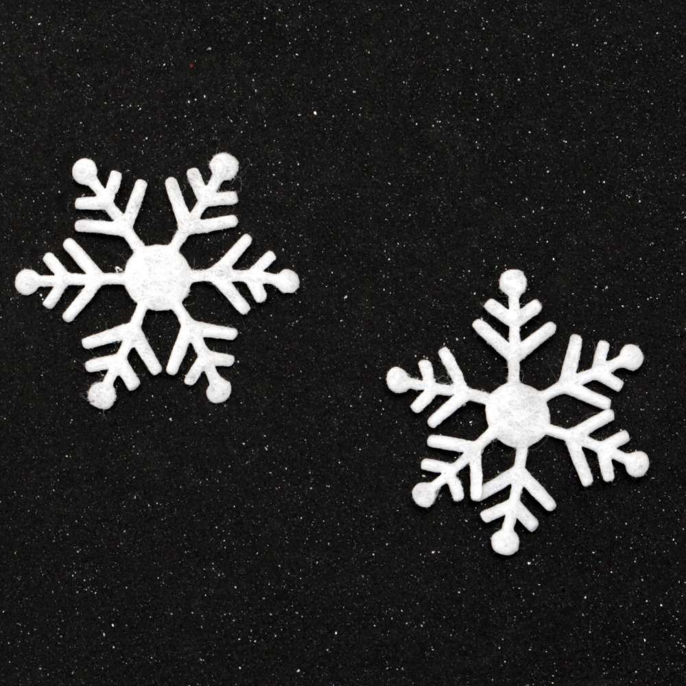 Snowflake textile 30 mm color white -20 pieces