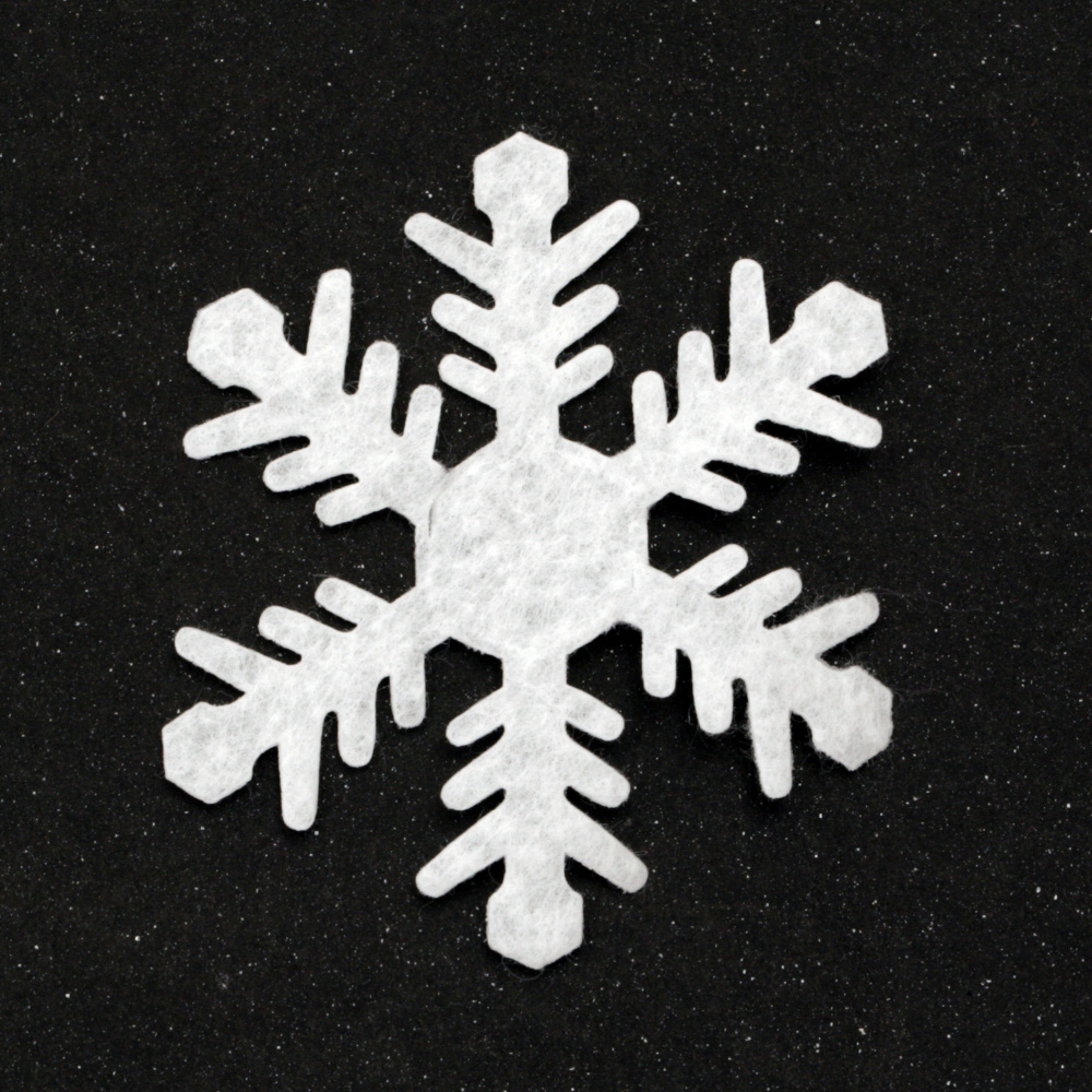 Snowflake textile 65 mm color white -10 pieces