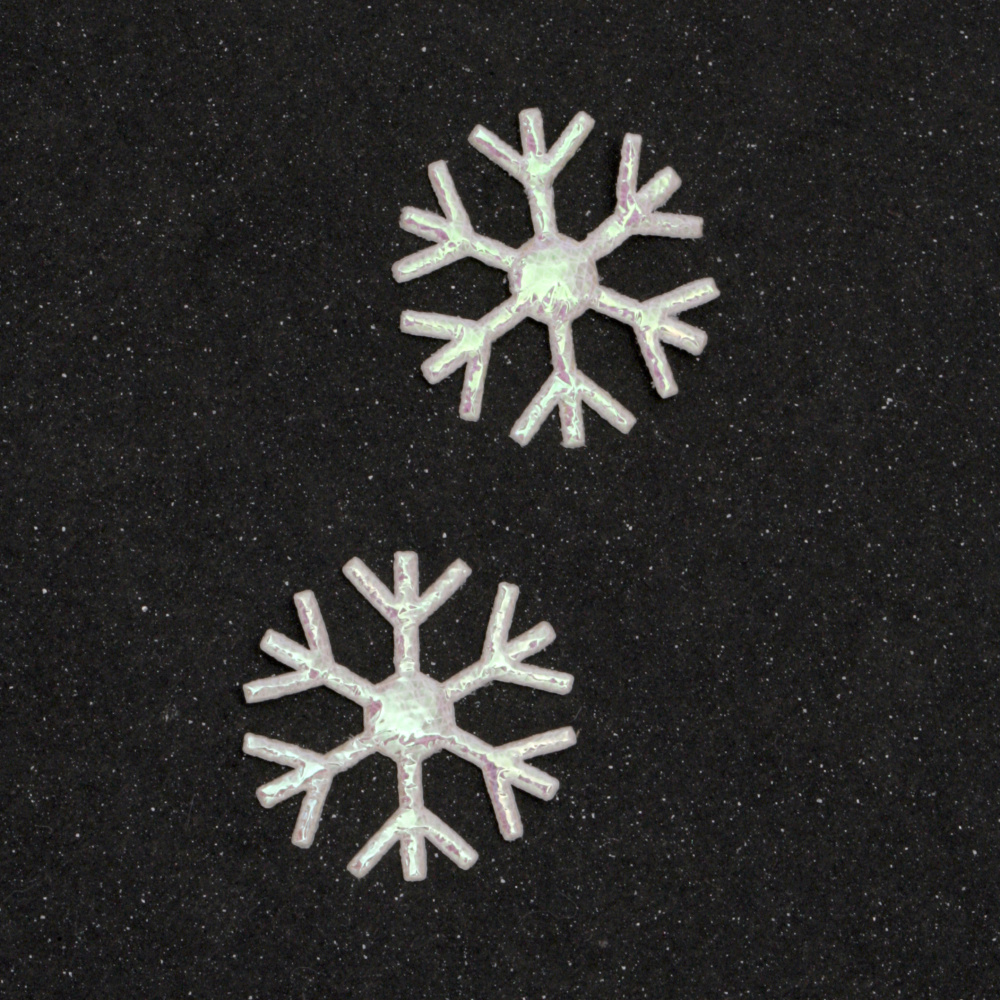 Snowflake textile 23 mm color white rainbow -50 pieces