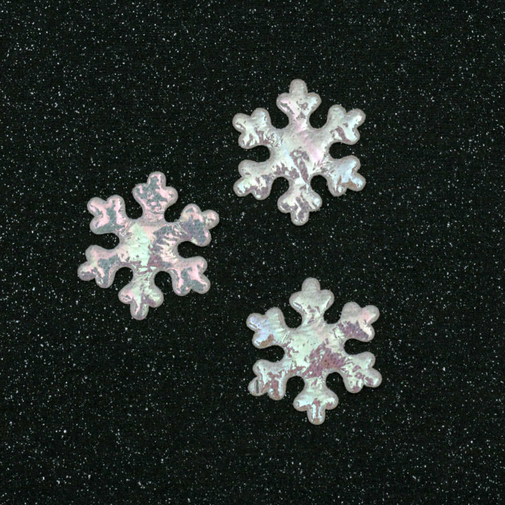 Fabric Snowflakes for Christmas Decoration / 25 mm / Champagne RAINBOW - 30 pieces