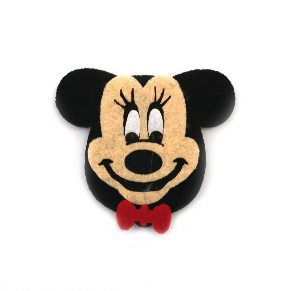 Felt Mickey Mouse with a Bow Tie / 50x55 mm - 2 pieces