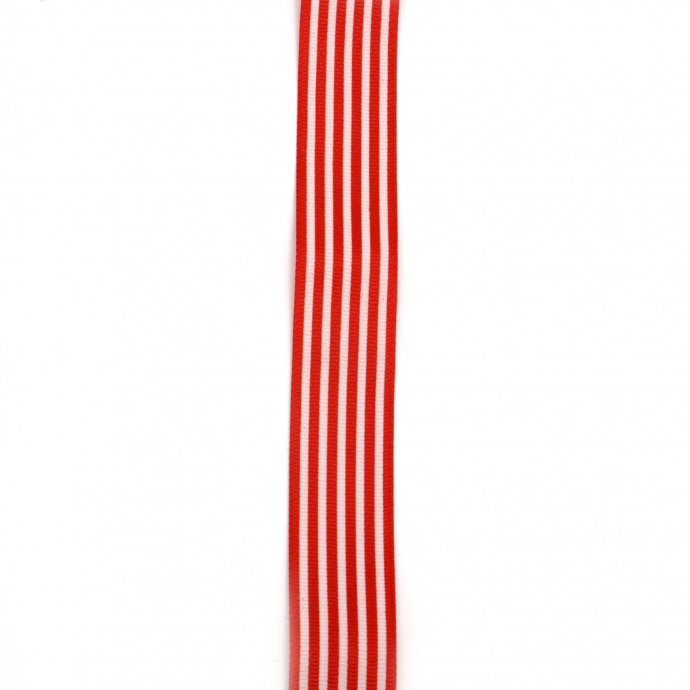 Κορδέλα σατέν γκρο 25 mm λευκό/ κόκκινο ριγέ -2 μέτρα