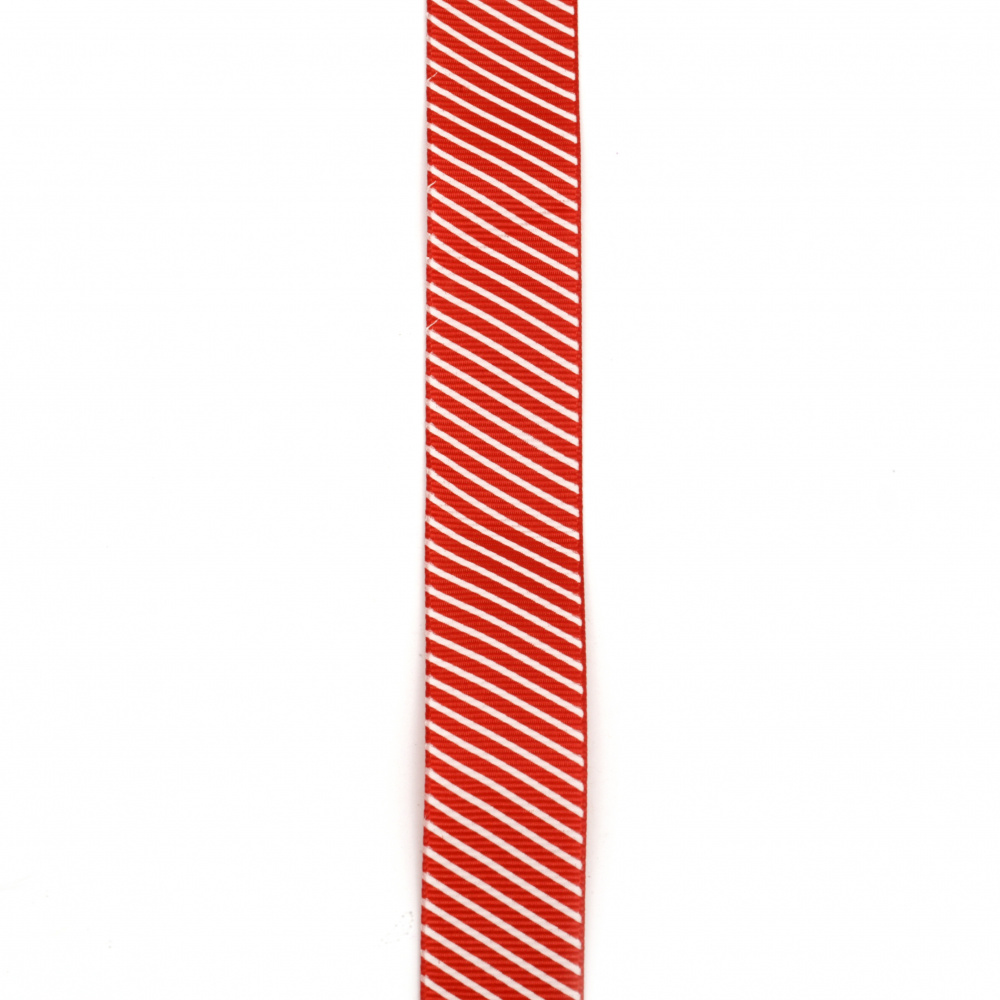 Ширит сатен 25 мм рипс червен щампа -2 метра