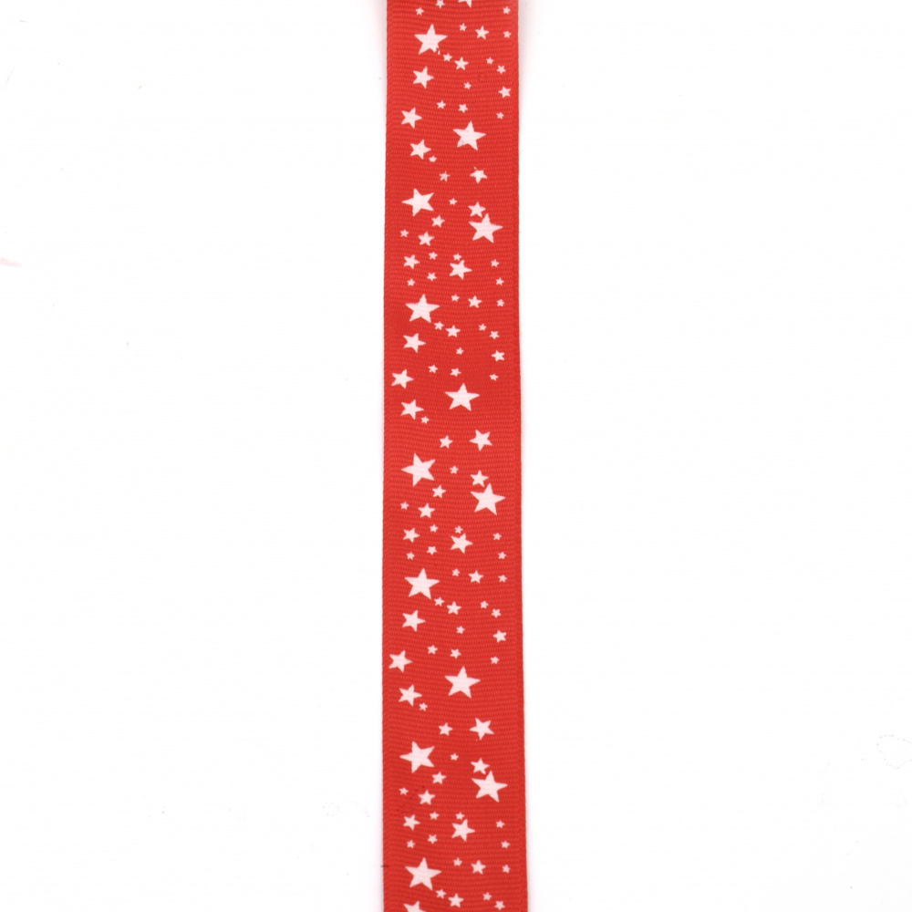 Κορδέλα σατέν γκρο 25 χιλιοστά κόκκινο αστέρια -2 μέτρα