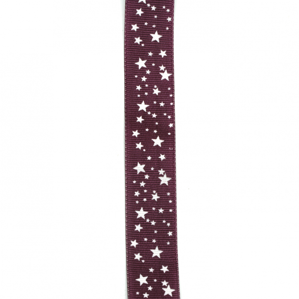 Ширит сатен 25 мм рипс лилав звездички -2 метра