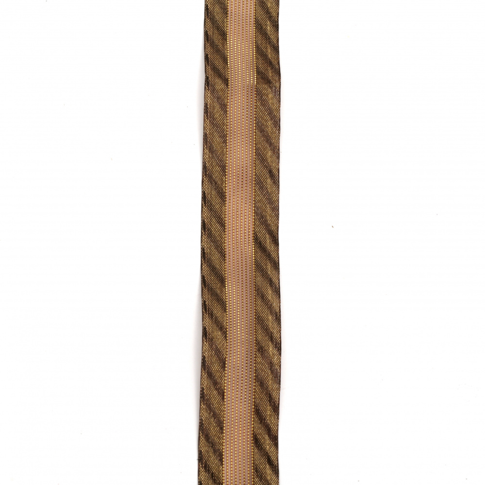 Organza ribbon and satin 25 mm brown -2 meters