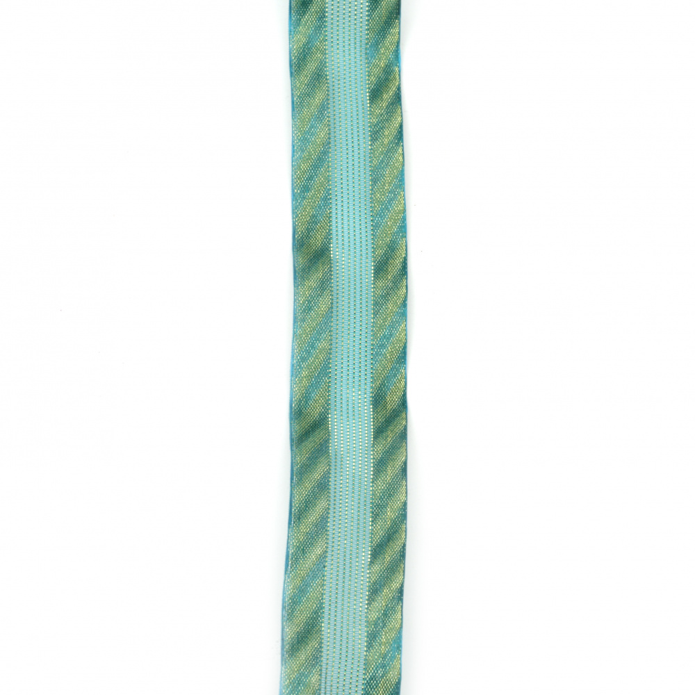 Organza ribbon and satin 25 mm turquoise -2 meters