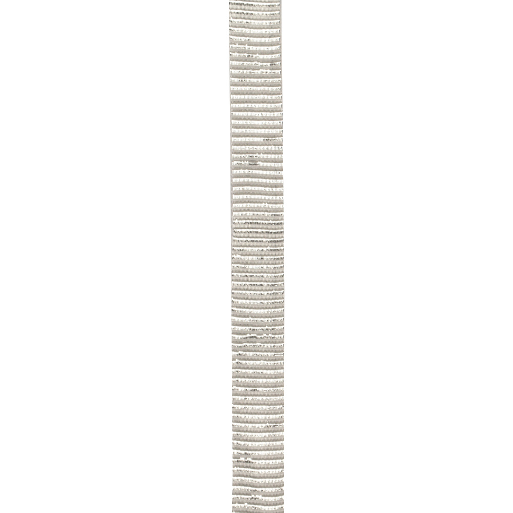 Лента сатен 14 мм рипс бяла с ламе сребро -2 метра