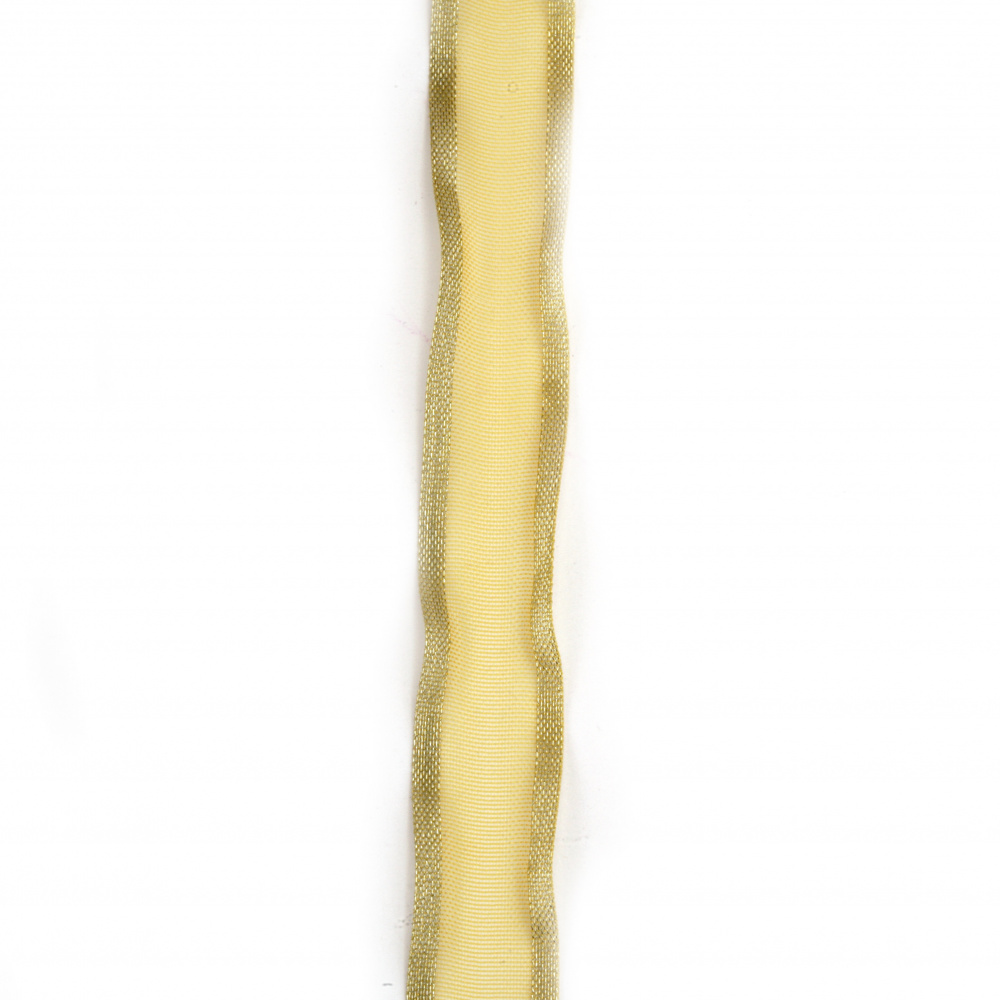 Panglică de organza de 15 mm auriu cu margine aurie -2 metri