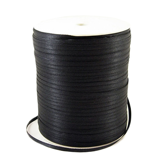 Thin Satin Ribbon Roll for Gift Wrapping, Hair Accessories, Decoration / 3 mm /  Black - 804 meters