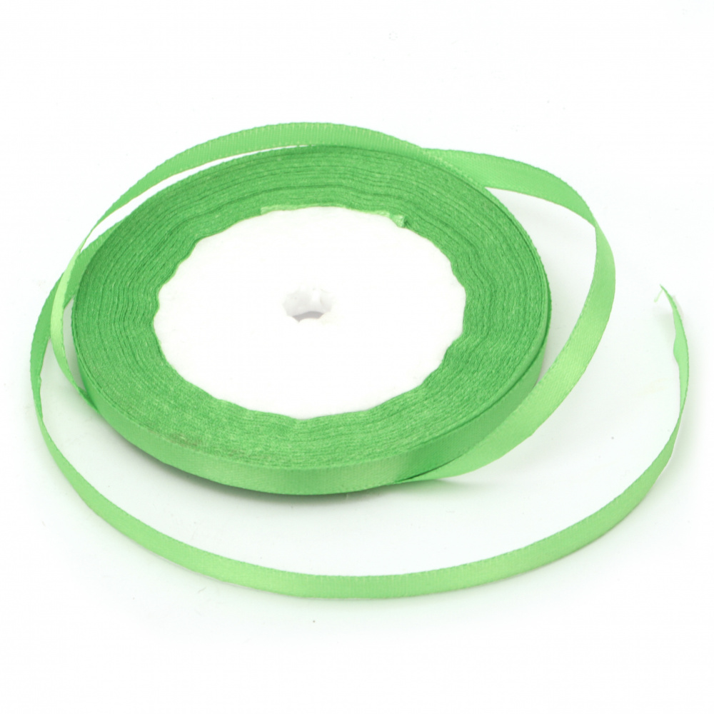 Satin Ribbon, Decoration, Sewing, Wedding, Hair Bow, DIY 6 mm green ~ 22 meters