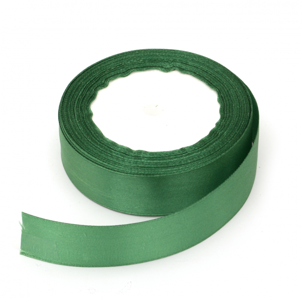 Satin Ribbon for Gift Wrapping, Bouquets, Fashion Accessories / 25 mm / Green ~ 22 meters