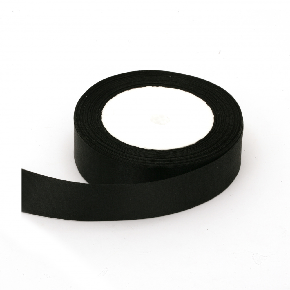 Black Satin Ribbon Roll / 25 mm ± 22 meters