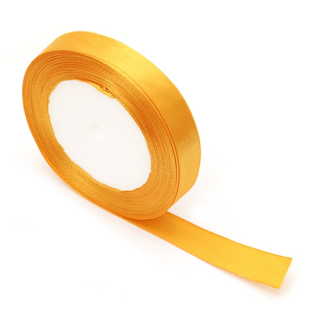 Satin Ribbon for Gift Wrapping, Bouquets, Fashion Accessories / 16 mm / Orange ± 22 meters