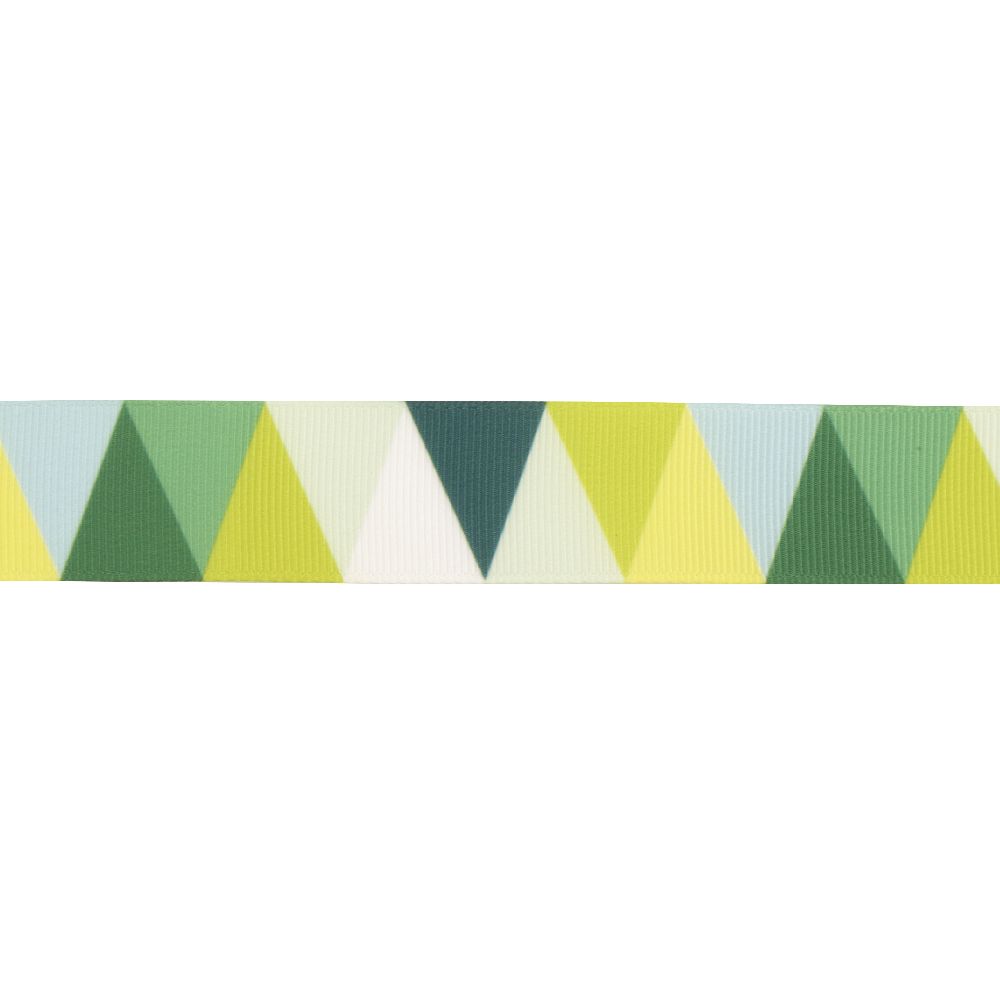 Κορδέλα σατέν γκρο 25 mm πράσινο τρίγωνα - 1 μέτρο