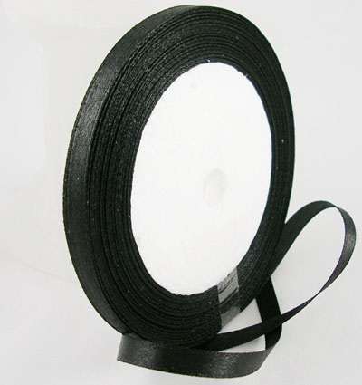 Satin Ribbon for Craft Projects and Decoration / 25 mm / Black ~ 22 meters