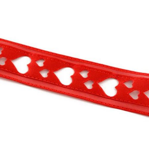 Σατέν κορδέλα με καρδιές 18 mm κόκκινο -3 μέτρα